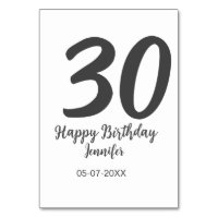 30th birthday add name date year black template