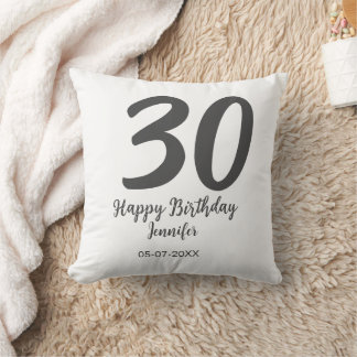 30th birthday add name date year black template  throw pillow