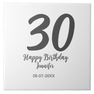 30th birthday add name date year black template  tile