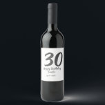 30th birthday add name date year black template  wine label<br><div class="desc">editable design</div>