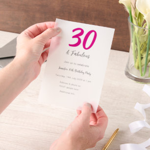 30th birthday add name date year black vellum invitations