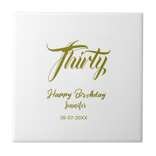 30th birthday add name date year gold template thi tile (Front)