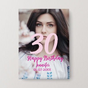 30th birthday add name date year white photo