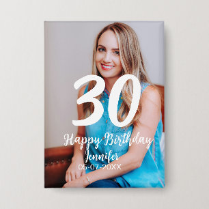 30th birthday add name date year white photo