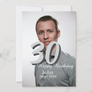 30th birthday add name date year white photo invitation