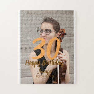 30th birthday add name date year white photo jigsaw puzzle