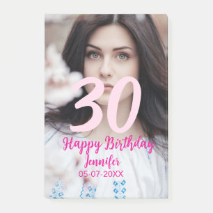 30th birthday add name date year white photo post-it notes