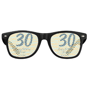 30th birthday add name date year yellow blue paste retro sunglasses