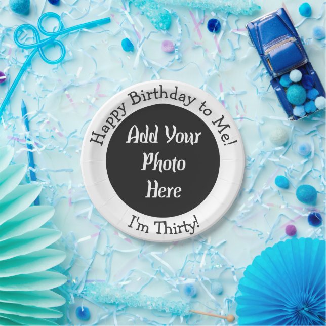 30th Birthday Add Your Photo Custom Paper Plate (Party)