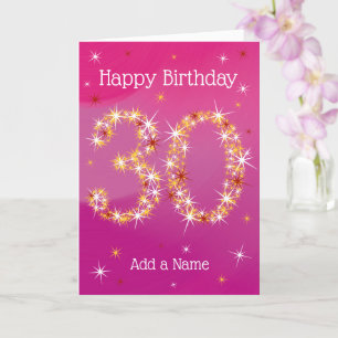 30th Birthday - age 30 star numbers - Pink Card