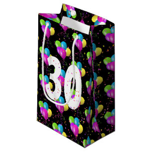 30th Birthday Balloons and Confetti Small Gift Bag