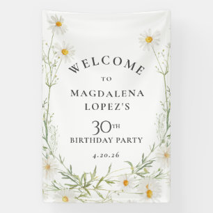 30th Birthday Banner April Birth Flower Daisy