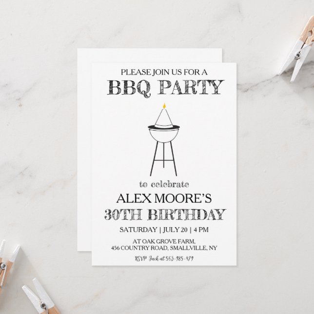 30th birthday bbq invitations (Front/Back In Situ)