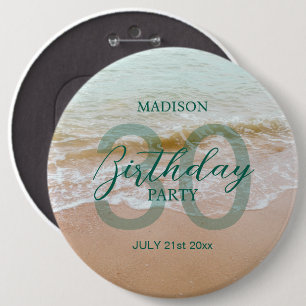 30th Birthday Beach Party 6 Inch Round Button