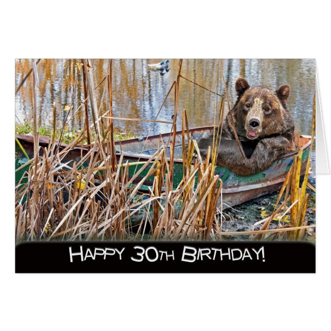 30th Birthday Bear in Boat (Front Horizontal)