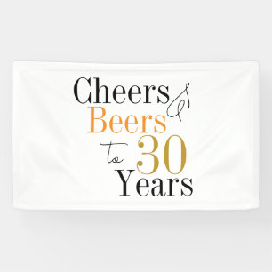 30th Birthday Beers and Cheers Minimal Party Banner