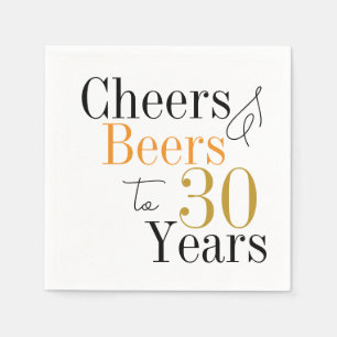 30th Birthday Beers and Cheers Minimal Party Napkin