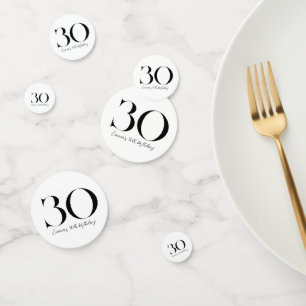 30th Birthday Black and White Confetti