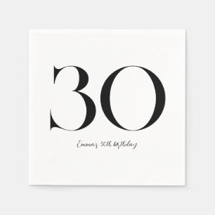 30th Birthday Black and White Napkin