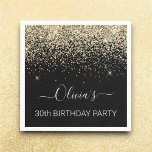 30th Birthday Black Gold Glitter Any Age Napkin<br><div class="desc">30th Birthday Party Black and Gold Any Age Sparkle Glitter Brushed Metal Monogram Name Paper Party Napkins. This makes the perfect sweet 16 birthday,  15th,  18th,  21st,  30th,  40th,  50th,  60th,  70th,  80th,  90th,  100th party supplies for someone that loves glam luxury and chic styles.</div>