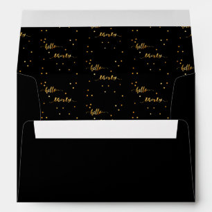 30th birthday black gold hello 30 typography envelope