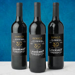 30th Birthday Black Gold  Legendary Funny<br><div class="desc">A personalized elegant 30th birthday wine bottle label that is easy to customize for that special birthday party occasion.</div>