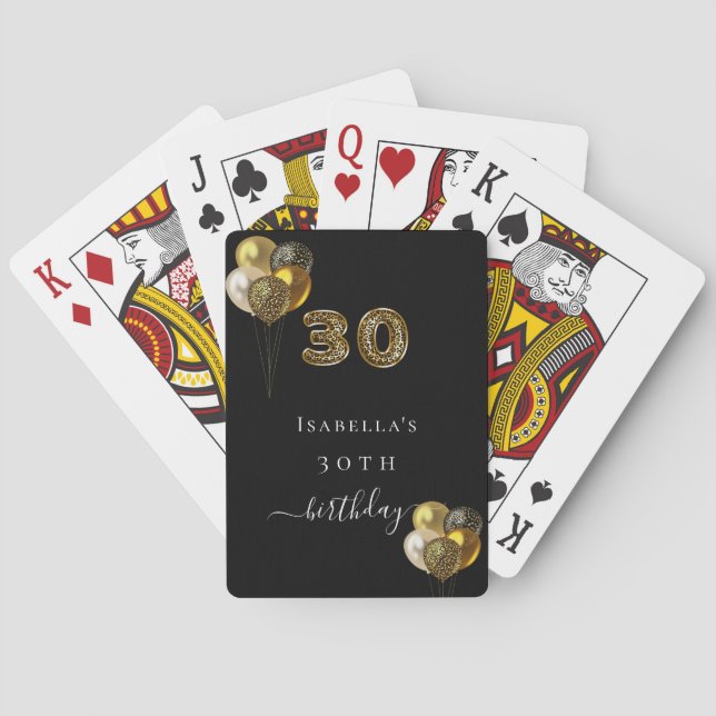 30th birthday black gold leopard animal playing cards (Back)