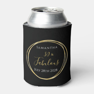 30th Birthday Black Gold Personalized Party Favour Can Cooler