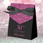 30th Birthday Black Hot Pink Glitter Thank You Favor Box<br><div class="desc">This fabulous modern 30th Birthday Black Hot Pink Glitter Thank You favour box with sparkling hot pink glitter, the birthday girl's name in a trendy script font, and tied with an elegant black bow would be perfect for your event. It would be great for a candy station, on a thank...</div>