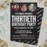 30th Birthday black white photo circles Invitation<br><div class="desc">Bold simple graphic black and white unisex photo template 30th birthday invitation. Personalize this milestone birthday invitation with your own birthday party event details, and three different photos one from each decade of your birthday boy or girl in the photo circles. Other years colours and matching items are available. ©...</div>