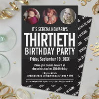 30th Birthday black white photo circles Invitation