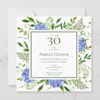 30th Birthday Blue Hydrangeas