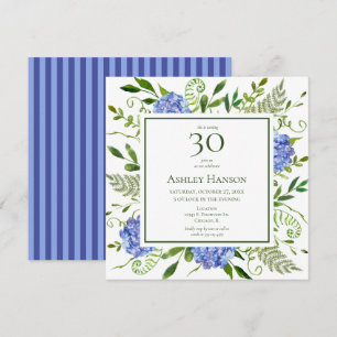 30th Birthday Blue Hydrangeas Invitation