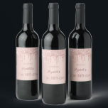 30th birthday blush rose gold drips name wine label<br><div class="desc">A wine bottle label for a girly and glamourous 30th birthday party with the girls. A rose gold background with rose gold drips, paint drip look. The text: The name is written in dark rose gold with a large modern hand lettered style script. Template for name, age 30 and a...</div>