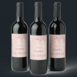 30th birthday blush rose gold drips name wine label<br><div class="desc">A wine bottle label for a girly and glamourous 30th birthday party with the girls. A rose gold background with rose gold drips, paint drip look. The text: The name is written in dark rose gold with a large modern hand lettered style script. Template for name, age 30 and a...</div>
