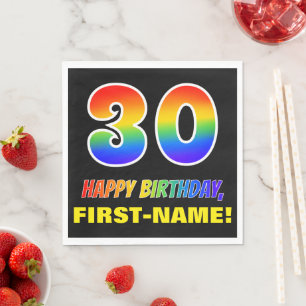 30th Birthday: Bold, Fun, Simple, Rainbow 30 Napkin
