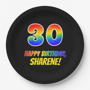 30th Birthday: Bold, Fun, Simple, Rainbow 30 Paper Plate
