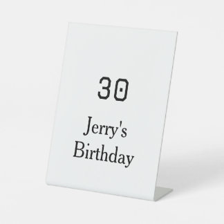 30th birthday bold letter name date simple minimal pedestal sign