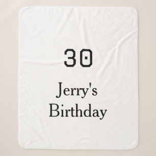 30th birthday bold letter name date simple minimal sherpa blanket