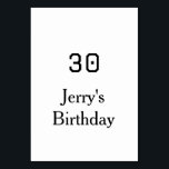 30th birthday bold letter name date simple minimal table number<br><div class="desc">design</div>