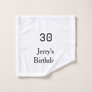 30th birthday bold letter name date simple minimal wash cloth