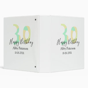 30th birthday bold letter pastel yellow black retr binder