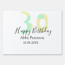 30th birthday bold letter pastel yellow black retr