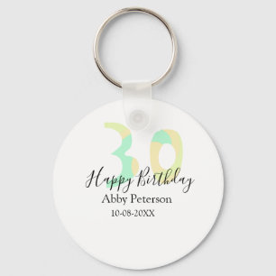 30th birthday bold letter pastel yellow black retr keychain