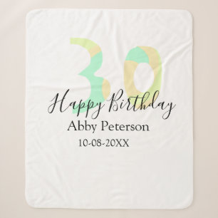 30th birthday bold letter pastel yellow black retr sherpa blanket