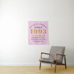 30th Birthday Born 1993 Add Name Pink Grey Tapestry<br><div class="desc">Personalized Birthday add your name and year tapestry. Edit the name and year with the template provided. A wonderful custom birthday party accessory. More gifts and party supplies available with the "setting standards" design in the store.</div>