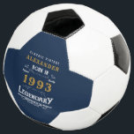 30th Birthday Born 1993 Monogram Name Legend Soccer Ball<br><div class="desc">Birthday vintage design "Original Quality Legendary Inspiration" soccer ball. Add the name and year as desired in the template fields creating a unique birthday celebration item. Team this up with the matching gifts,  party accessories,  and clothing available in our store www.zazzle.com/store/thecelebrationstore</div>