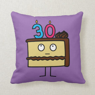 30th Birthday Cake with Candles Throw Pillow