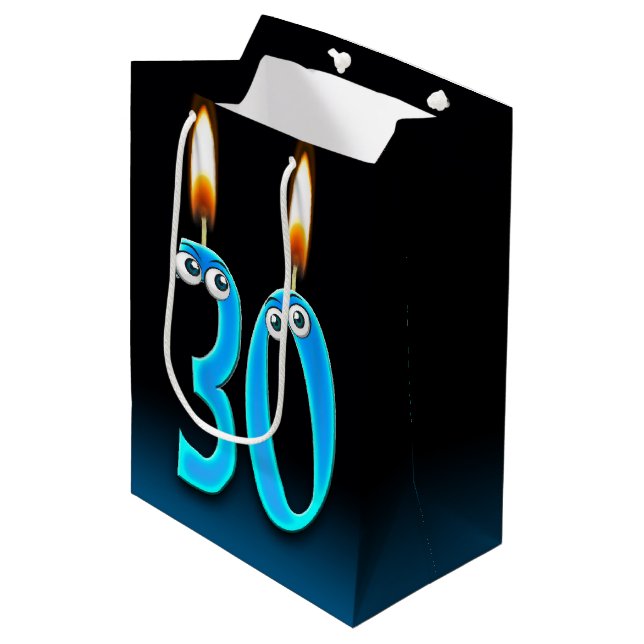 30th Birthday Candles Medium Gift Bag (Front Angled)