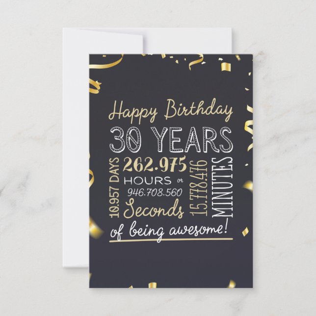 30th Birthday Card - 30 Years of being Awesome (Front)